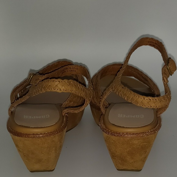 Camper Damas Tan Leather Platform Sandals - Picture 7 of 8